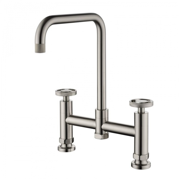 Henry Holt Bridge Mixer Kitchen Tap - Brushed Steel